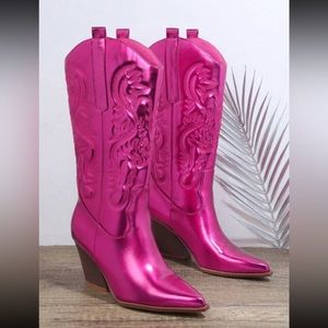 Metallic Pink Cowgirl Boots